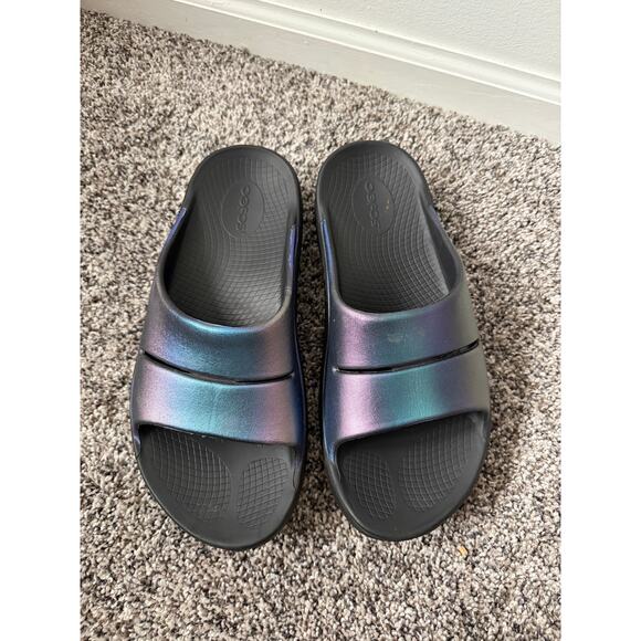 OOFOS women's ooahh luxe slide midnight spectre women's size 9 - Picture 4 of 5